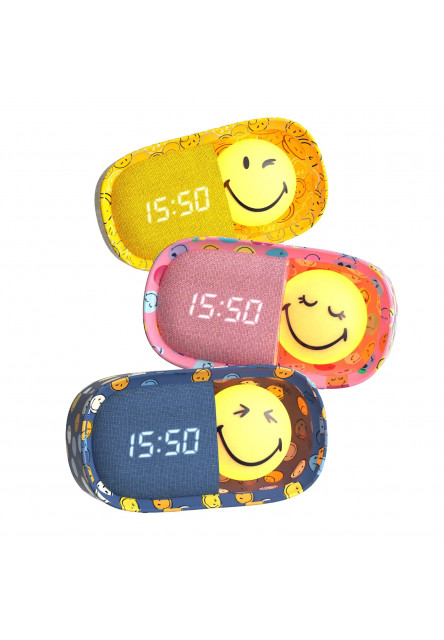 Detský budík a nočné svetlo MOB Dreamy Clock Smiley - modrá