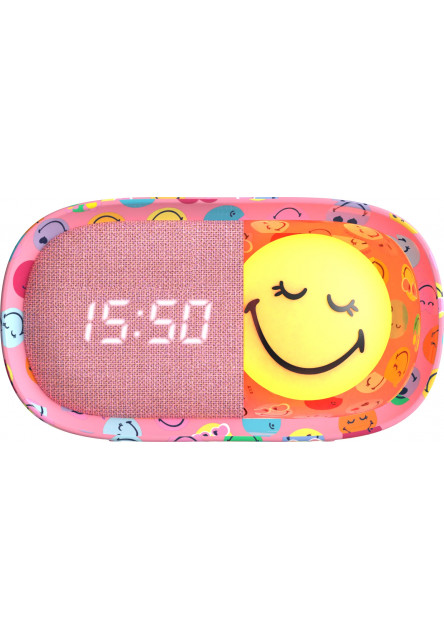 Detský budík a nočné svetlo MOB Dreamy Clock Smiley - ružová