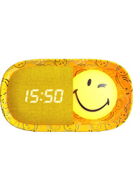 Detský budík a nočné svetlo MOB Dreamy Clock Smiley – žltá