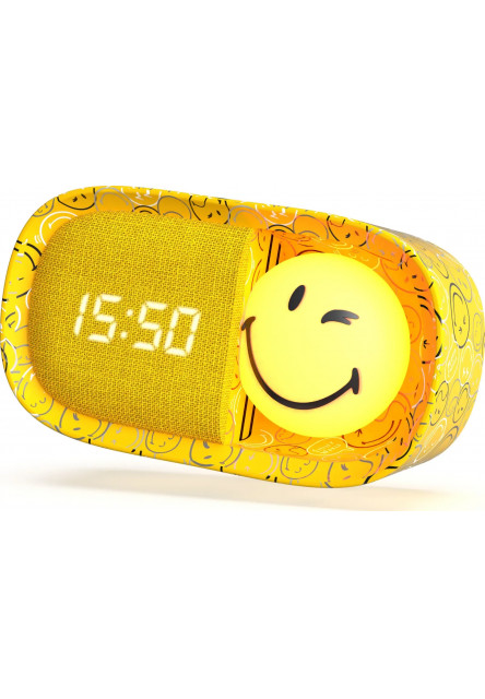 Detský budík a nočné svetlo MOB Dreamy Clock Smiley – žltá