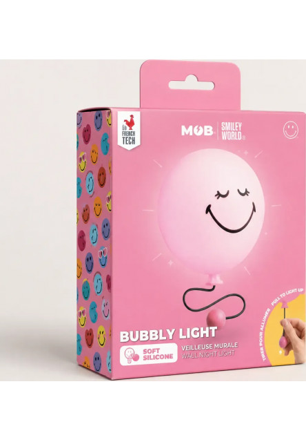 Detské nočné svetlo MOB Bubbly Light Smiley World - ružová