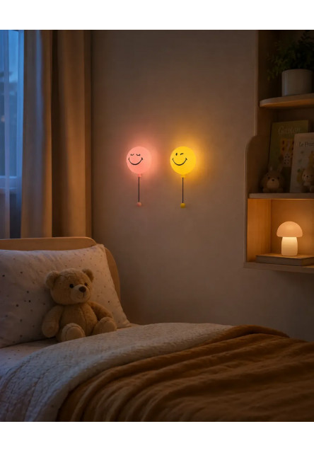 Detské nočné svetlo MOB Bubbly Light Smiley World - ružová
