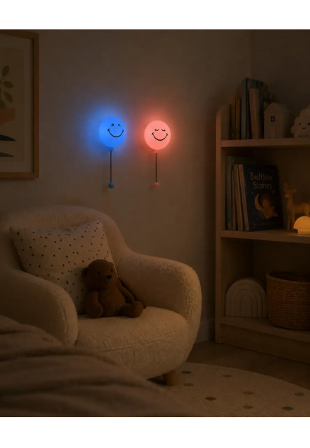 Detské nočné svetlo MOB Bubbly Light Smiley World - ružová