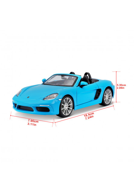 Bburago - Autá HOBBY, Plus, Porsche 718 Boxster, modrá, 1:24