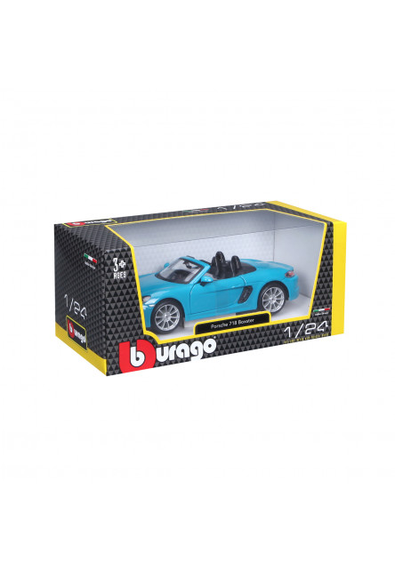 Bburago - Autá HOBBY, Plus, Porsche 718 Boxster, modrá, 1:24