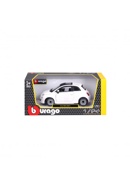 Bburago - Autá HOBBY, Fiat 500 (2007), biela, 1:24
