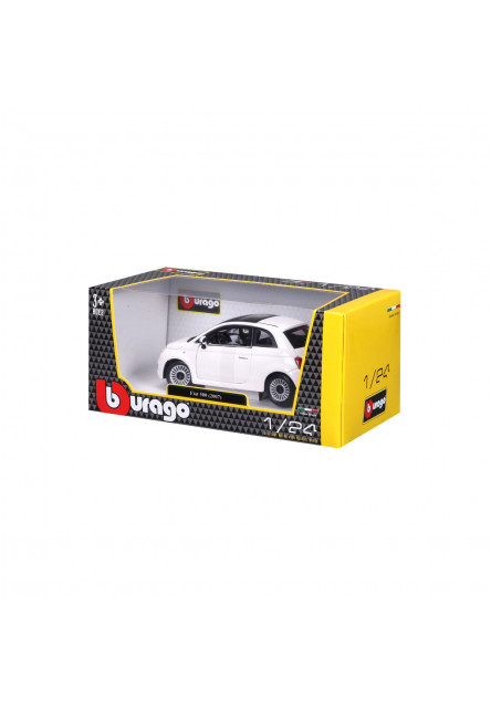 Bburago - Autá HOBBY, Fiat 500 (2007), biela, 1:24
