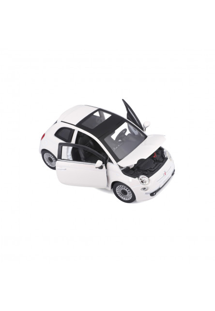 Bburago - Autá HOBBY, Fiat 500 (2007), biela, 1:24
