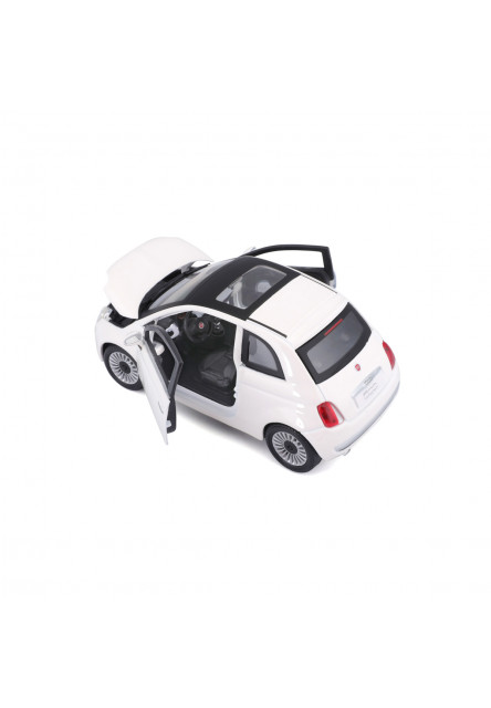 Bburago - Autá HOBBY, Fiat 500 (2007), biela, 1:24