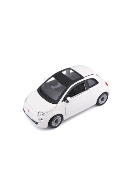 Bburago - Autá HOBBY, Fiat 500 (2007), biela, 1:24