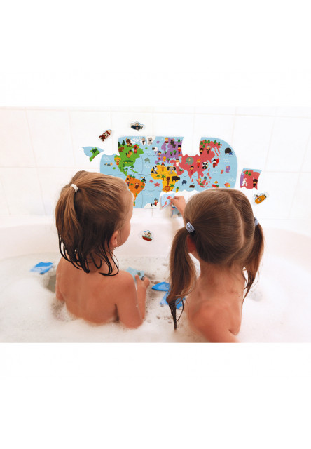 Hračka do vody puzzle Mapa sveta 28 ks - Chýbajúci dielik