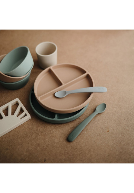Dvojbalenie silikónových lyžičiek mushie - cambridge blue/ shifting sand