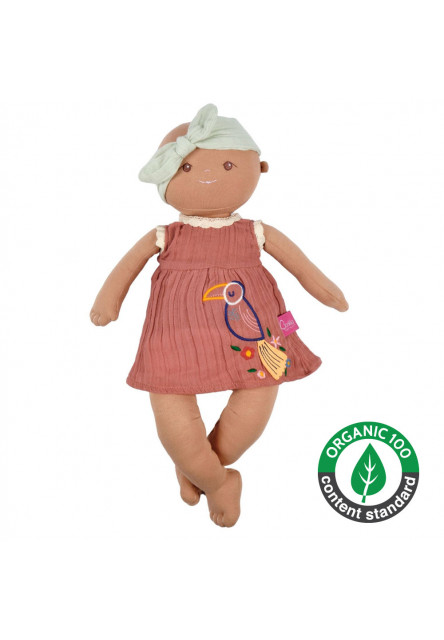 Organic látková bábika (Aria tehlové šaty) Bonikka