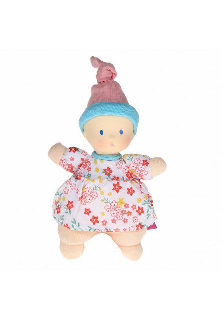 Mini bábika miláčik - 15cm (kvietkovaná ružova čiapka) Bonikka