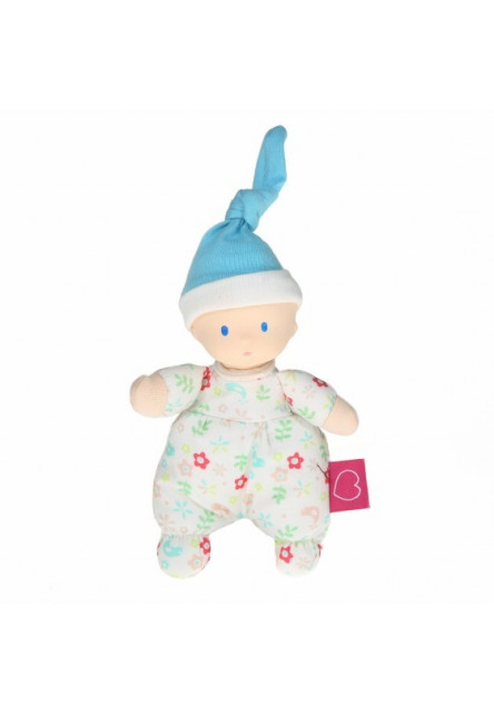 Mini bábika miláčik - 15cm (kvietkovaná modrá čiapka) Bonikka