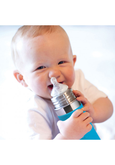 Nerezová dojčenská fľaša 325ml (ružovo-biela)