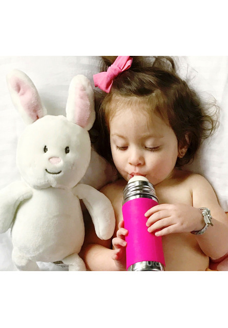 Nerezová dojčenská fľaša 325ml (ružovo-biela)