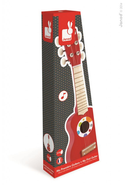 Drevená prvá gitara pre deti Confetti červená