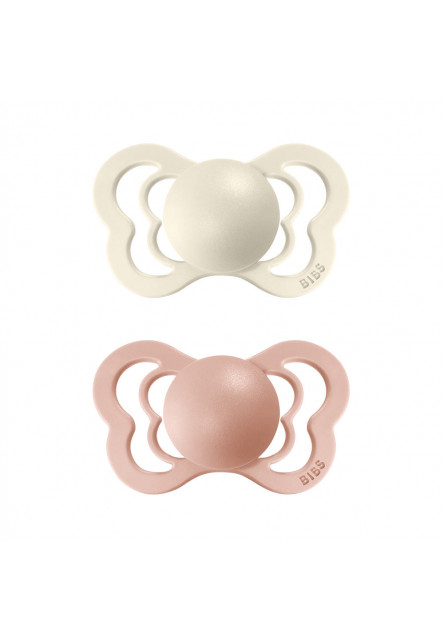 Couture ortodontické cumlíky zo silikónu 2ks - veľkosť 2 (Ivory / Blush) BIBS