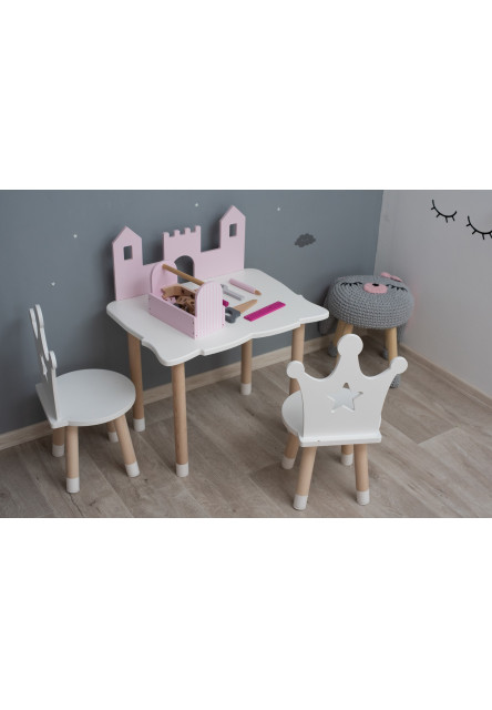 Detský stôl zámok farba: pastelovo ružová