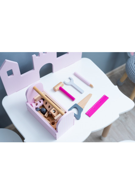 Detský stôl zámok farba: pastelovo ružová