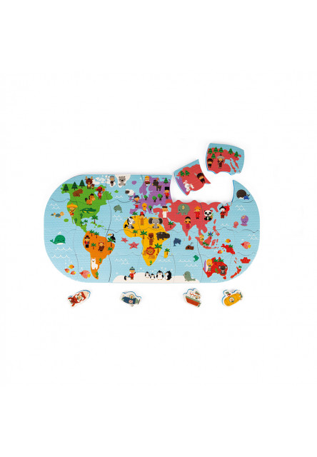Hračka do vody puzzle Mapa sveta 28 ks - Chýbajúci dielik