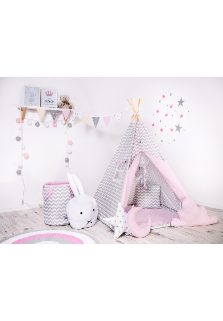 Teepee stan set Cik Cak sivo-ružový variant: luxury