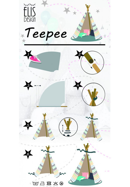 Teepee stan set Cik Cak sivo-ružový variant: standard