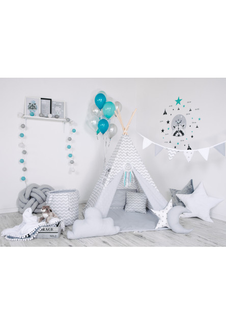 Teepee stan set Cik Cak sivo-biely variant: standard Elis design