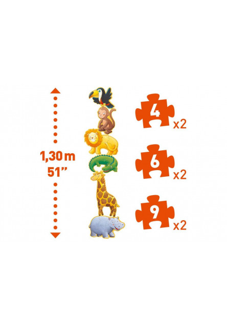 Obrovské puzzle: (6ks) Opica a priatelia (38 veľkých dielikov)