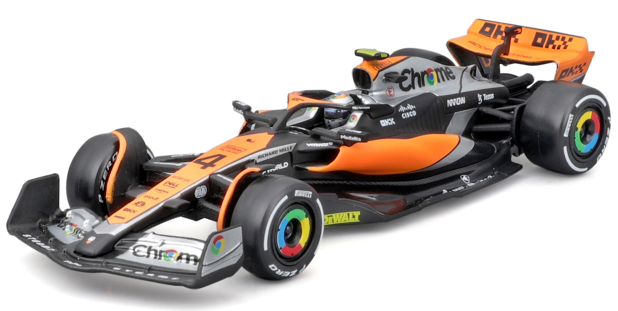 Bburago 1:24 2024 McLaren MCL38 Raceauto Met Helm - Lando Norris #4 - Authentiek Die-Cast Model